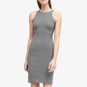 Banana Republic Racerback Paneled Ponte Sheath Dress in Dark Heather Gray